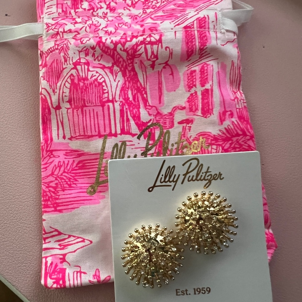 NWT Lilly Pulitzer Summer Shorelines Urchin Gold Earrings